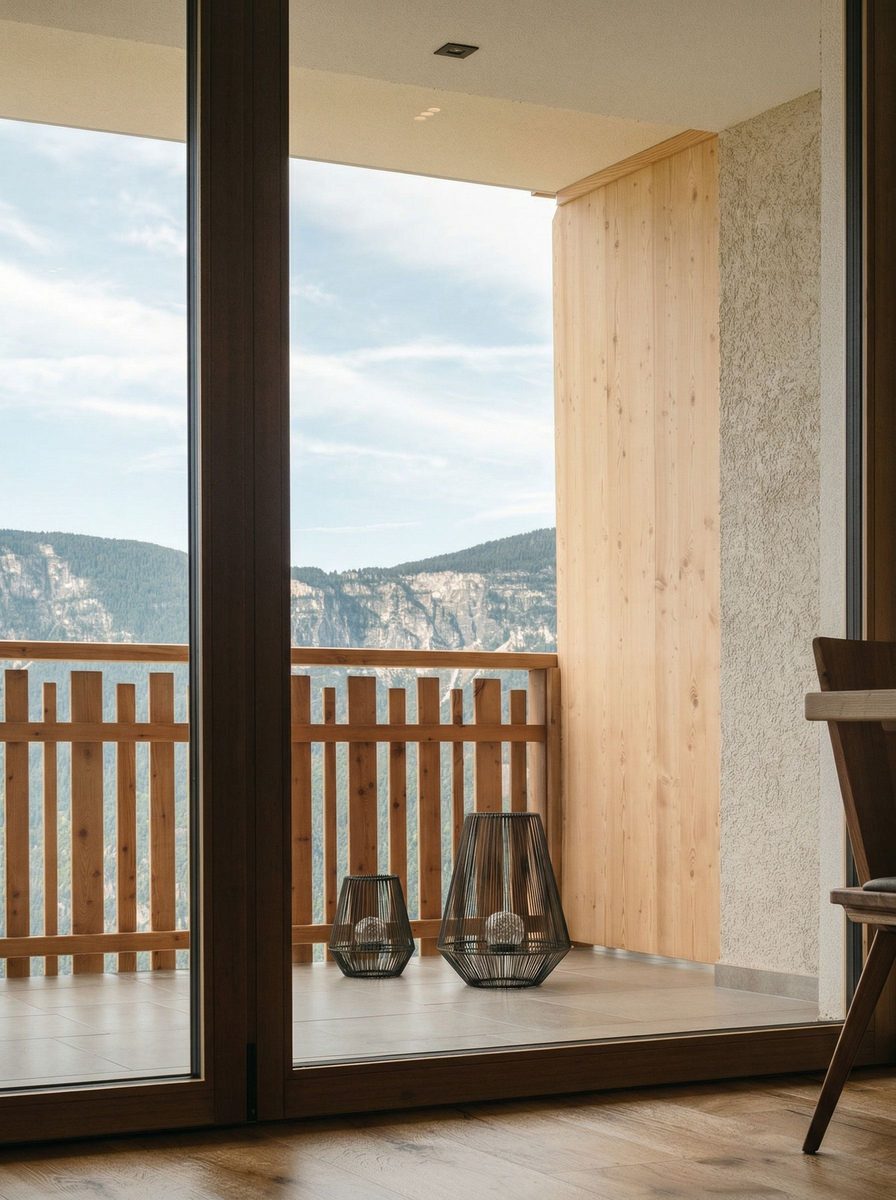Balkon mit Laternen am Abend